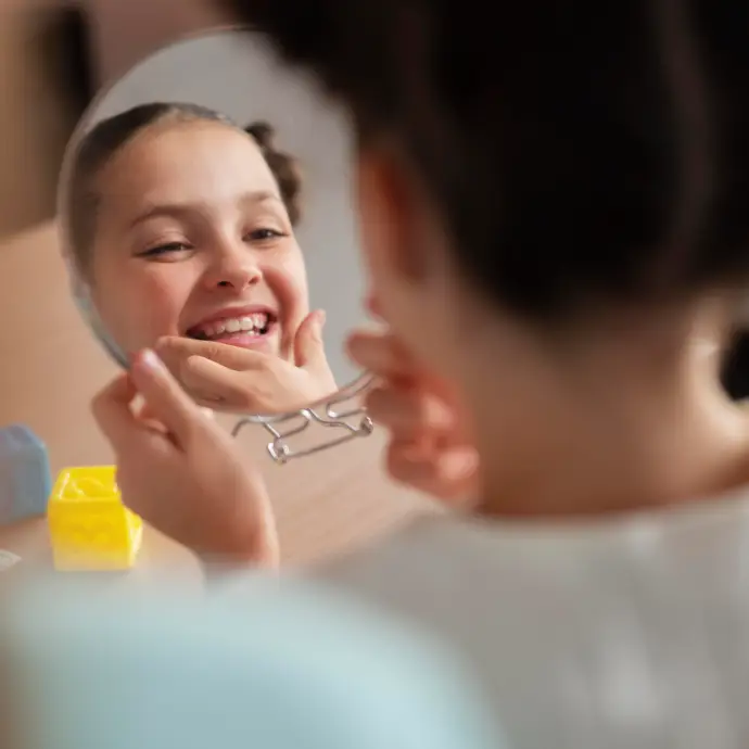 A child with a health oral health