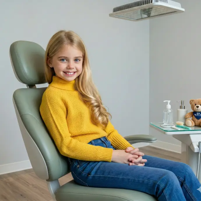 A child waiting for her dentist