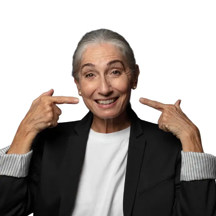 Eating an apple confidently with dental implants