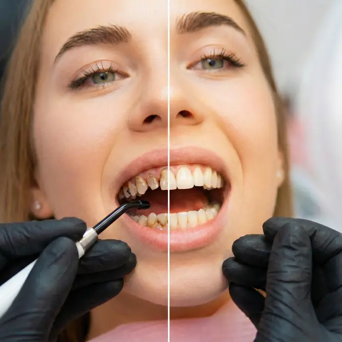 Patient is undergone with a teeth restoration