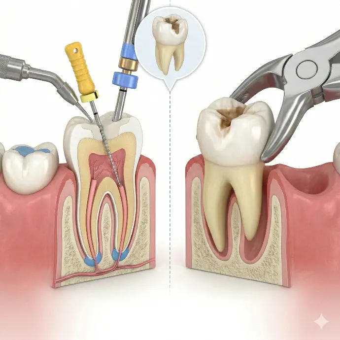 Comparison of root canal therapy vs. tooth extraction